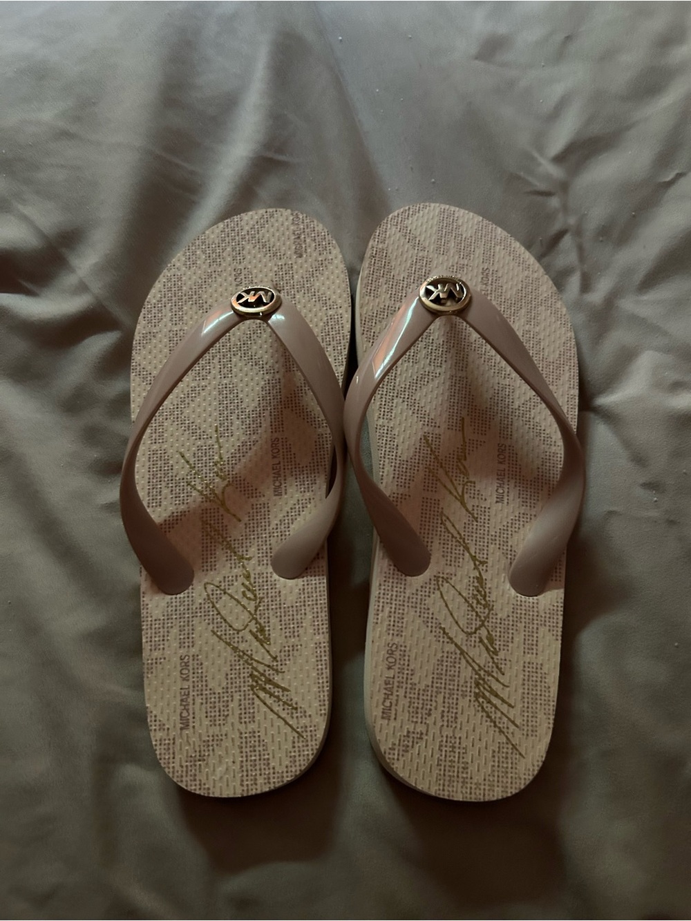 Michael Kors Beige Logo Jelly Flip Flop Sandals